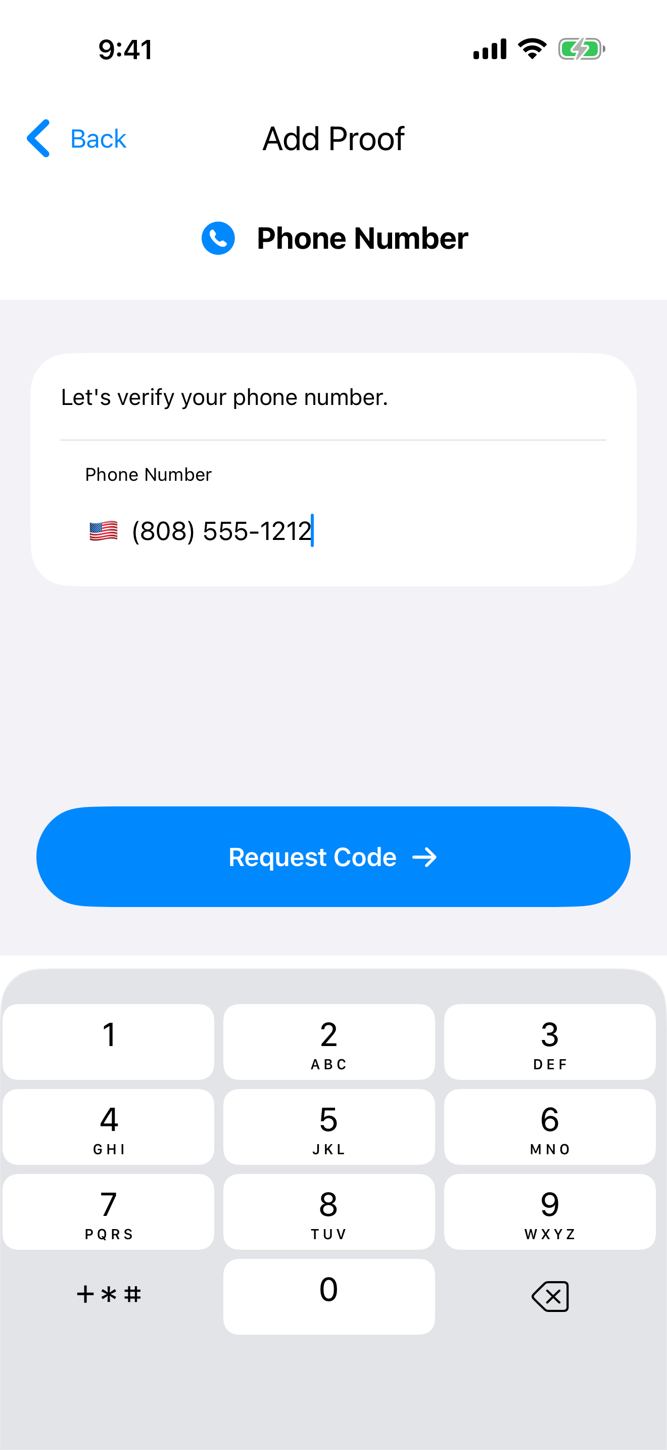 Phone number entry