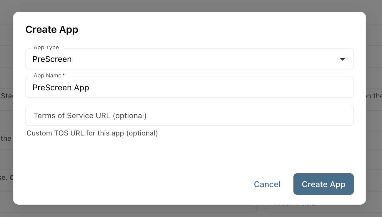 Create a PreScreen app in the console